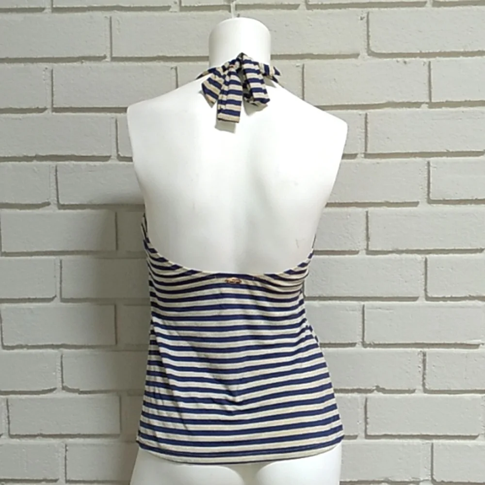 Jessica Simpson Blue/Gold Striped Tie Tankini Swim Top. Size Medium - Picture 6 of 12
